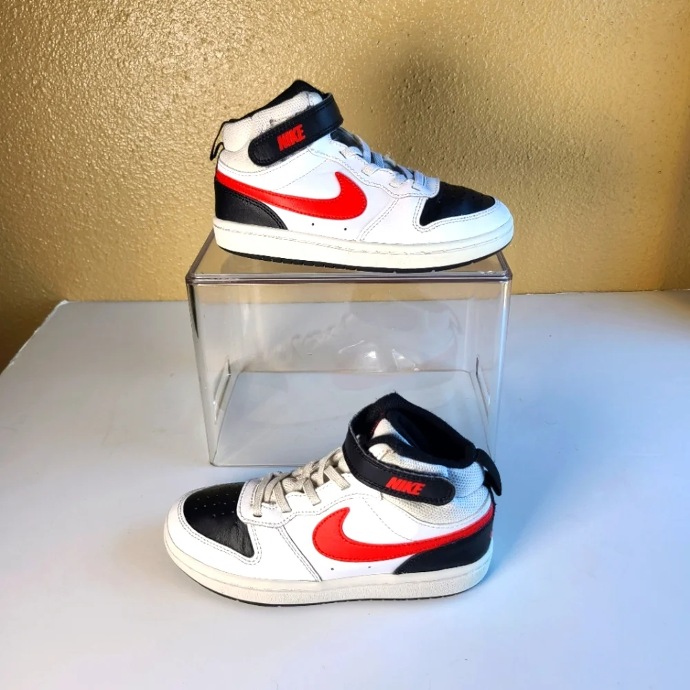 Nike Court Borough Mid 2 PSV 'White Black University Red'Kids Size 13C